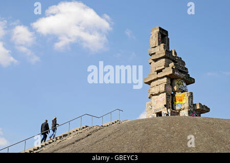 Stairway to Heaven, sculpture by Hermann Prigann, Halde Rheinelbe mine dump, heap, Gelsenkirchen, North Rhine-Westphalia, Germany Stock Photo