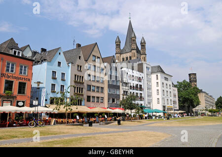 Great Saint Martin Church, Romanesque church, Fischmarkt square, historic center, Cologne, Koeln, Rhineland, North Rhine-Westphalia, Germany / Köln Stock Photo