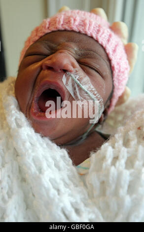 A newborn baby abandoned in Brixton, south London, photographed at Kings College Hospital, Camberwell, London. Stock Photo