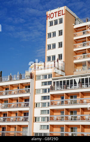 Hotel, Playa El Salon, beach, Nerja, Malaga Province, Costa del Sol, Andalusia, Spain, Europe Stock Photo