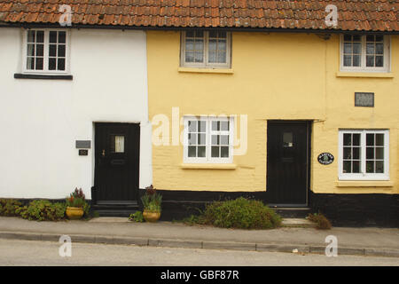 GV of the Martyr's Cottages in the Dorset village of Tolpuddle where George Standfield lived. Stock Photo