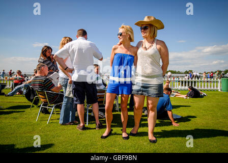 Visitors to the race meeting at Glorious Goodwood. Stock Photo