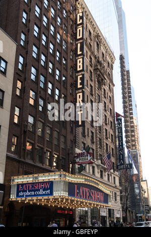 Ed Sullivan Theater with the Stephen Colbert Late Show Marquee, New York City, USA  2022 Stock Photo