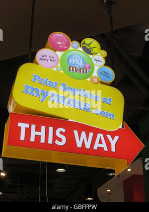 Personalized Printing Sign, M&M's World Store, Times Square, NYC Stock Photo