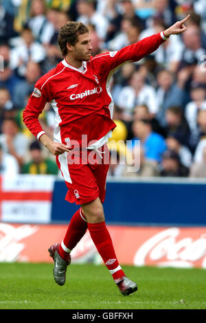 Nottingham Forest's Gareth Williams celebrates scoring the opening goal of the game Stock Photo