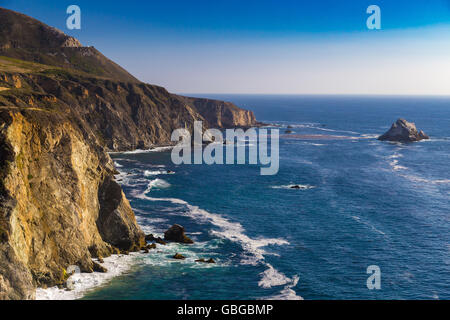 Ocean view near Bixby Creek Bridge in Big Sur, California, USA Stock Photo