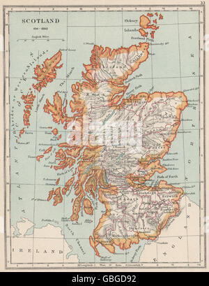 SCOTLAND 1641-1892: Showing towns counties. Battles with dates, 1907 old map Stock Photo