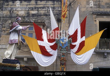 The traditional prozession of St Philip at the Church St Philip in the Village of Zebbug on Malta in Europe. Stock Photo