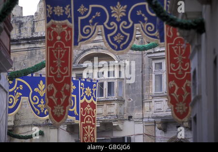 The traditional prozession of St Philip at the Church St Philip in the Village of Zebbug on Malta in Europe. Stock Photo