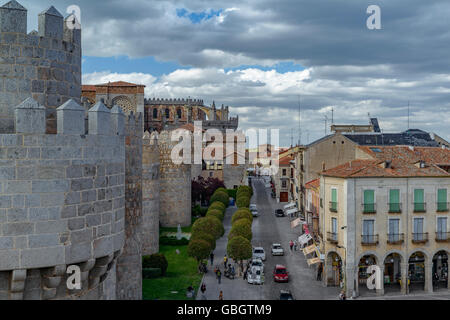 Facade of the gothic cathedral in Avila. Castile and Leon, Spain Stock Photo
