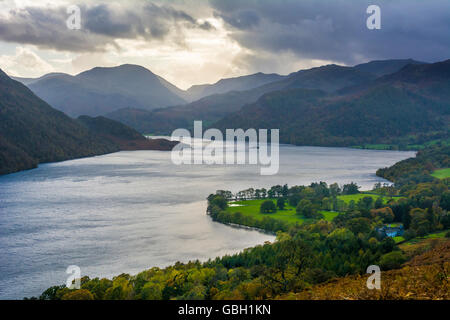 Ullswater and the surrounding fells viewed from Gowbarrow Park in the Lake District National Park, Cumbria, England. Stock Photo