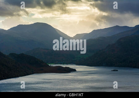 Ullswater and the surrounding fells viewed from Gowbarrow Park in the Lake District National Park, Cumbria, England. Stock Photo