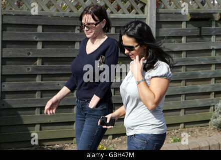 The mother of Jade Goody, Jackiey Budden [left] leaves Jades home in Upshire, Essex. Stock Photo