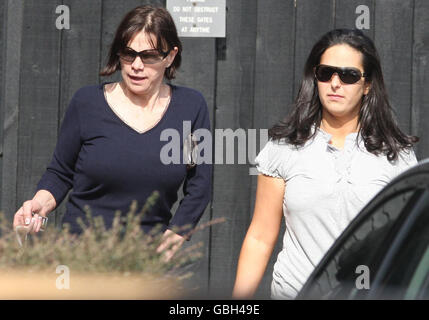 The Mother of Jade Goody, Jackiey Budden [left], leaves Jades home in Upshire, Essex. Stock Photo