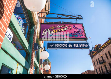 Hanging store sign in town of Deadwood South Dakota USA Stock Photo