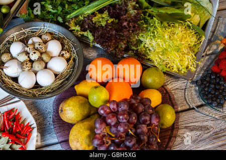 Grape and pears on plate. Stock Photo