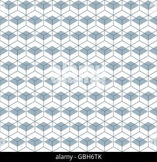 Seamless wireframe 3D cube pattern with intersecting planes. Stock Vector