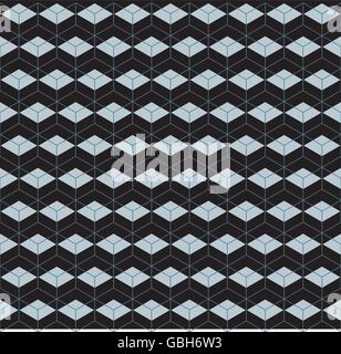 Seamless wireframe 3D cube pattern with intersecting planes. Stock Vector