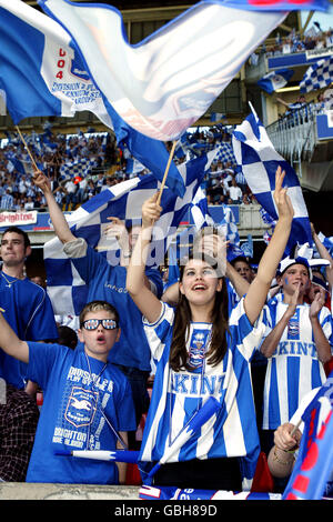 Soccer - Nationwide League Division Two - Play Off Final - Bristol City v Brighton & Hove Albion. Brighton & Hove Albion fans soak up the atmosphere as they cheer on their team Stock Photo