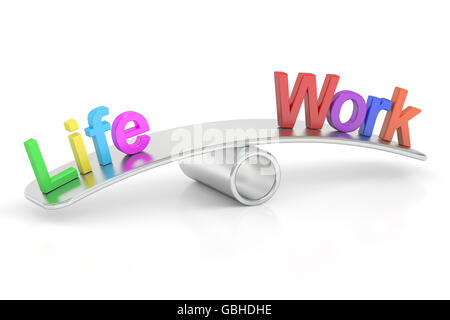Life and Work balance concept, 3D rendering isolated on white background Stock Photo
