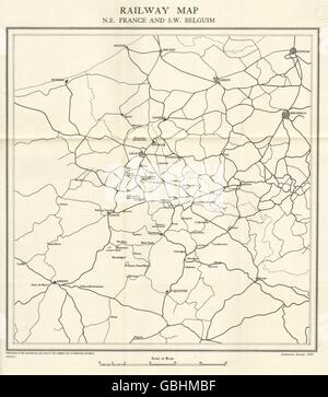 WW1 WESTERN FRONT: Railway map. Battles lines 1918, 1937 Stock Photo ...