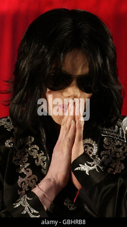 Michael Jackson announces plans for his last performances in London in July at the O2 Arena, during a press conference held at the O2 Arena in Greenwich, London. Stock Photo