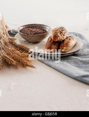 Pita bread with flax seeds and cereals Stock Photo