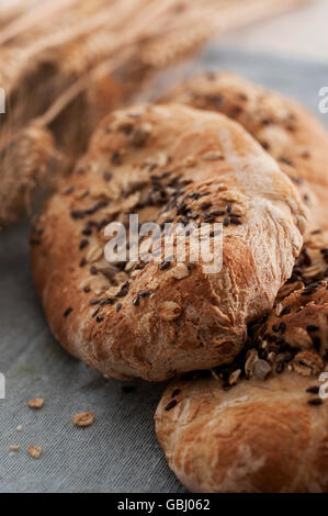 Pita bread with flax seeds Stock Photo