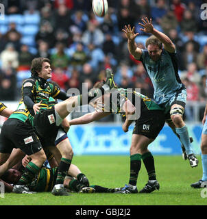 Rugby Union - EDF Energy Cup - Semi Finals - Cardiff Blues v Northampton Saints - Ricoh Arena. Northampton Saints' Lee Dickson kicks clear against Cardiff Blues' during the EDF Energy Cup Semi Finals match at the Ricoh Arena, Coventry.