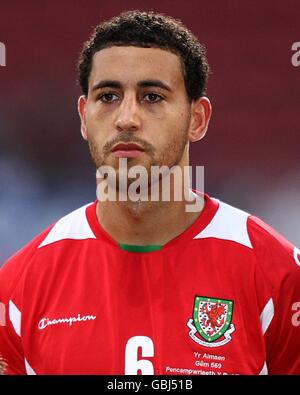 Soccer - FIFA World Cup 2010 - Qualifying Round - Group Four - Wales v Germany - Millennium Stadium. Lewin Nyatanga, Wales. Stock Photo