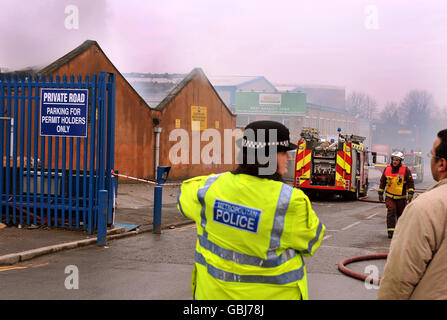 Fire in east London Stock Photo