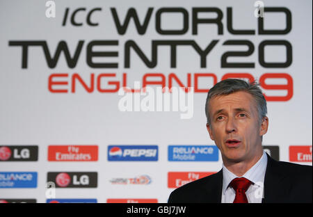 The ICC World Twenty20 tournament director Steve Elworthy during a press conference at Lord's Cricket Ground, London. Stock Photo