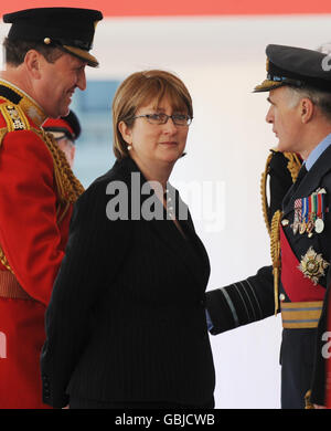 Home Secretary Jacqui Smith attends the ceremonial arrival of the President of Mexico on Horse Guards Parade in London. Stock Photo