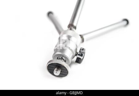 Small Table Tripod Close-Up Isolated on White Background Stock Photo