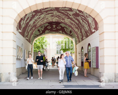 People in Literatur passage between Museums Quartier and Mariahilfer street in Vienna, Austria Stock Photo