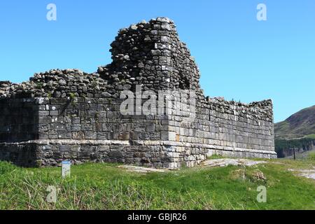 The remains of the relocated Loch Doon castle on the west side of Loch Doon near Dalmellington, Strathclyde region, Scotland Stock Photo