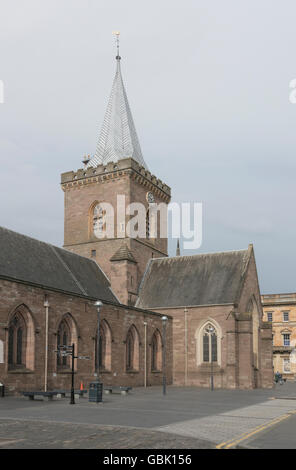 Clock tower and leaded spire of St John's Kirk, Perth Scotland,UK, Stock Photo