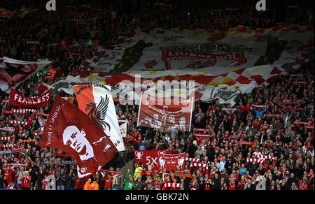 Soccer - UEFA Champions League - Quarter Final - First Leg - Liverpool v Chelsea - Anfield. Liverpool fans in the stands Stock Photo