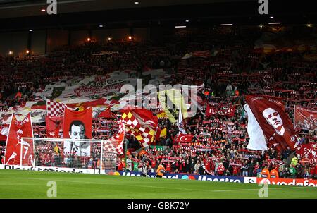 Soccer - UEFA Champions League - Quarter Final - First Leg - Liverpool v Chelsea - Anfield. Liverpool fans in the stands Stock Photo