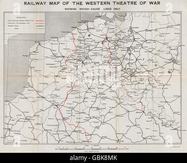 WW1 WESTERN FRONT: Railway Map, north east France & south west Belgium ...