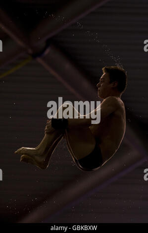 Great Britain's Tom Daley on his way to winning silver during the FINA Diving World Series at Ponds Forge, Sheffield. Stock Photo