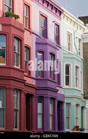 Colourful house facades, Lancaster Road, Portobello, Kensington, London, England, United Kingdom, Europe Stock Photo