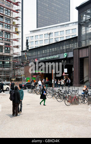 Square outside Friedrichstrasse railway station, Berlin Stock Photo