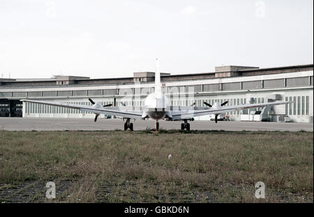 Old aircraft on the grounds of the former Tempelhof Airport, Berlin Stock Photo