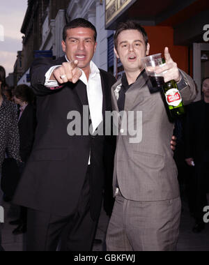 Stars of the film Tamer Hassan (left) and Danny Dyer arriving for the premiere of City Rats - during the East London Film Festival - at the Genesis cinema in east London. Stock Photo