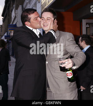 Stars of the film Tamer Hassan (left) and Danny Dyer arriving for the premiere of City Rats - during the East London Film Festival - at the Genesis cinema in east London. Stock Photo