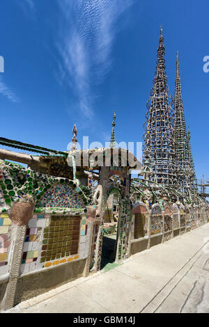 Watts Towers in Los Angeles. A collection of 17 interconnected sculptural structures Stock Photo