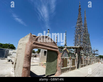 Watts Towers in Los Angeles. A collection of 17 interconnected sculptural structures Stock Photo