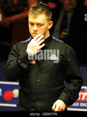 Northern Ireland's Mark Allen during the Betfred.com World Snooker Championship at The Crucible Theatre, Sheffield. Stock Photo