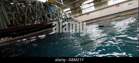 The Anaconda wave energy converter as it is tested at QinetiQ test tank in Gosport, Hampshire. Stock Photo